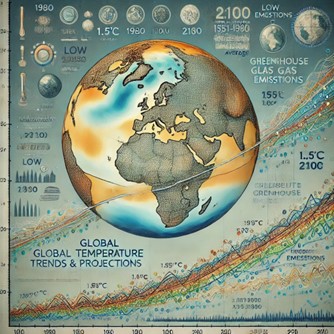 Figure (1) illustrating global temperature trends and projections